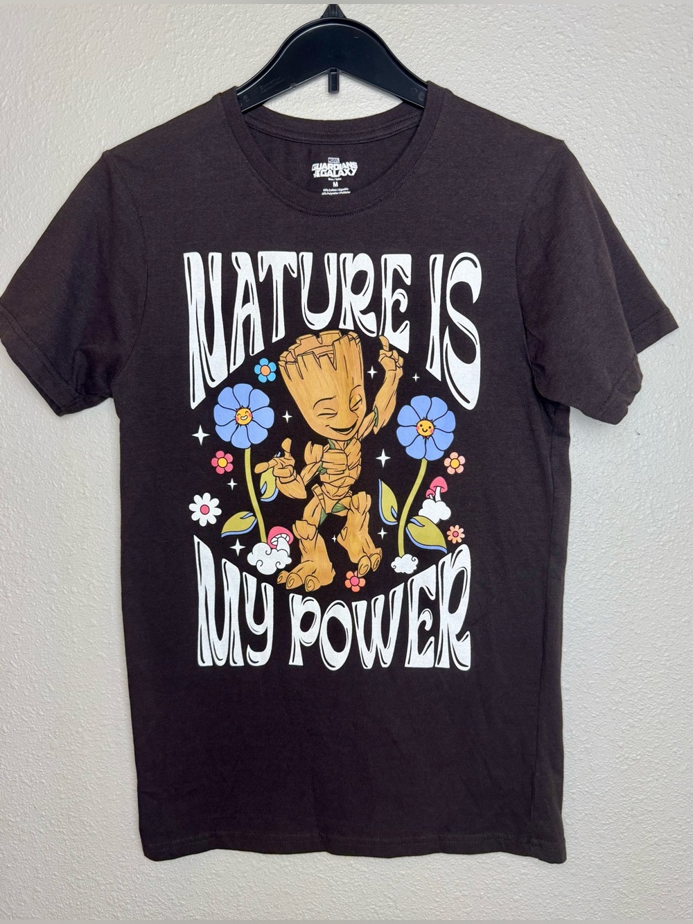Guardians of the Galaxy Groot T-Shirt Medium Brown Nature is My Power Marvel